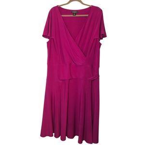 Lauren Ralph Lauren Magenta 20W stretchy jersey dress slimming wedding career pa